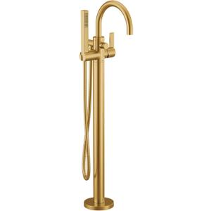 Moen Cia Brushed Gold One Handle Freestanding Floor Mount Tub Filler with Handshower, 615BG