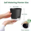 Meowell 6 inch Self Watering Pots for Indoor Outdoor Plants, 6 Pack Flower Plant Pots with Drainage Holes and Clear Reservoirs, Visible Water Level, Plastic Planters with Wicking Rope, Black