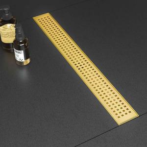 SaniteModar Linear Shower Drain, Gold Shower Drain 24 inch with Removable Grate,Brushed 304 Stainless Steel Linear Drain with Hair Strainer & Leveling Feet