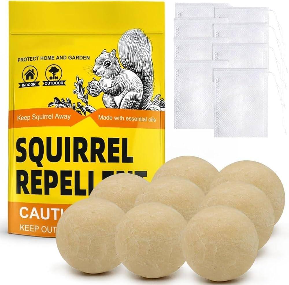 PJCFDOP Squirrel Repellent Outdoor, Squirrel Repellent for Attic, Chipmunk Repellent Outdoor, Keep Squirrels Out of Potted Plants,Squirrel Deterrent for Garden, Covers Up to 125 Sq Ft-10 Packs.