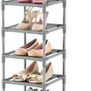 Narrow Shoe Rack 10-Tier Tall Shoe Organizer Skinny Shoe Shelf Storage for 10-15 Pairs Shoe and Boot, Space Saving Corner Shoe Rack Organizer for Closet, Entryway, Living Room, Grey