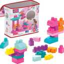 MEGA BLOKS First Builders Toddler Blocks Toys Set, Big Building Bag Collection with 80 Pieces and Storage, Pink, Ages 1+ Years (Multicolor)