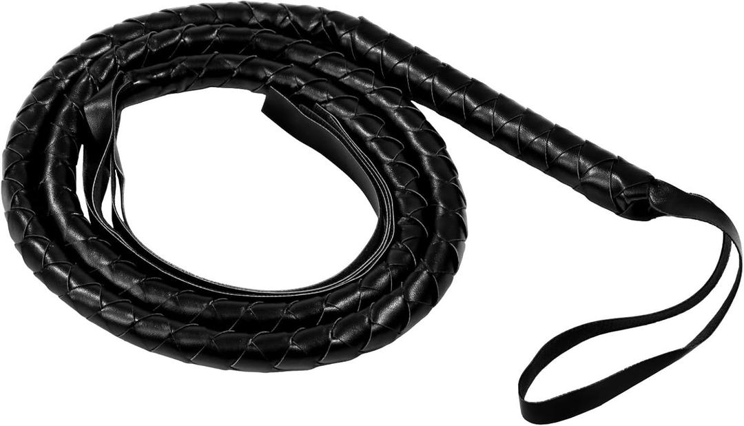 Black Prop Whip for for Halloween Costume (Non-Functional)- Cat, Cowboy Costume Accessories for Woman Women
