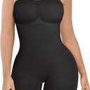 SHAPELLX Women's Shapewear Bodysuits Tummy Control Butt Lifter Body Shaper Strapless Seamless Mid Thigh Jumpsuit Tops (X-Large-XX-Large, A1-black-shorts)