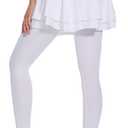 Ibeauti Womens UPF 50+ Yoga Skirted Capri Leggings Golf Tennis Pants with Skirt for Running Workout Active (Large, White-full)