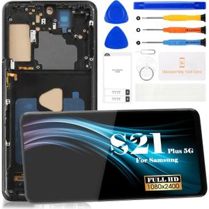 TFT for Samsung Galaxy S21 Plus 5G LCD Display for Galaxy S21 Plus 5g Screen Replacement for SM-G996U SM-G996U1 Digitizer Touch Screen Assembly Repair Part with Frame (Black)