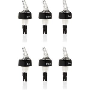 TRUE Measured Pour Spouts for Liquor Bottles Alcohol Pouter Spouts Home bar Liquor Pourers, 0.5oz, 1oz, 2 oz, Set of 6