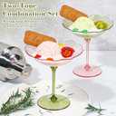 12 Pcs Plastic Martini Glasses 7oz Flower Disposable Cocktail Coupe Glasses Pink and Green Martini Cup Vintage Detachable Dessert Parfait Glassware for Wedding Birthday Bachelorette Party