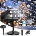 Christmas Projector Lights Outdoor, Snowflake Projector Lights, Adjustable Dynamic Snow Light Show with Remote Control, 270 Rotating Outdoor Snow Falling Projector Lamp