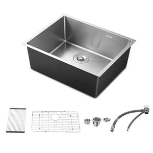 24 x 18 Inch Undermount Kitchen Sink, Stainless Steel Single Bowl