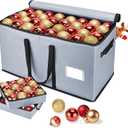 Christmas Ornament Storage Box, Ornament Storage Organizer Fits 128 of 3 inch Ornament Balls, 8 Removable Tray Ornaments Storage Containers with Dividers to Store Xmas Holiday Decor(Grey)