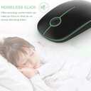 VssoPlor Wireless Mouse, 2.4G Slim Portable Computer Laptop Mouse with Nano Receiver Quiet Silent Optical Mice for Notebook, PC, Laptop, Computer-Black and Green
