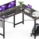 Sweetcrispy L Shaped Desk Computer Gaming Corner Table 51 Inch Home Office Writing Student Work PC Workstation with Side Storage Bag CPU Stand for Bedroom Small Spaces, 50 Inch