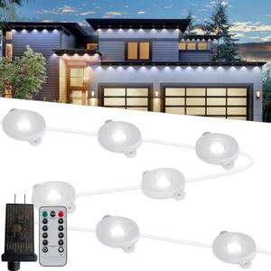 Permanent Christmas Outdoor Lights,50ft 36LED Eaves Lights with Remote,8 Modes Waterproof Outdoor Eave Connectable Christmas String Lights for Indoor Party (White)