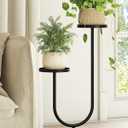 Bamworld Upgraded Outdoor Plant Stand Metal Plant Stand Indoor Corner Plant Shelf for 2 Pots Tall Plant Holder Black Plant Shelves for Living Room Bedroom Decor