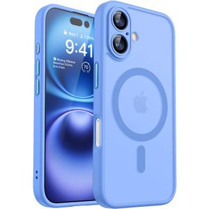 CANSHN Magnetic for iPhone 16 Case, Upgraded [Full Camera Protection] [Compatible with Magsafe] [Translucent Matte] Shockproof Protective Phone Case for iPhone 16 - Ultramarine