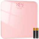 Bathroom Scale for Body Weight, Highly Accurate Digital Weighing Machine for People, Upgraded Batteries Included, Compact Size, LED Display, High Standards Sturdy Tempered Glass, 400lb, Pink