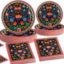 Potchen 180 Pcs Party Plates and Napkins 7'' and 9'' Paper Disposable Plates and Napkins Mexican Summer Beach Party Supplies Decorations Tableware Set Serve 60(Mexico,Black)