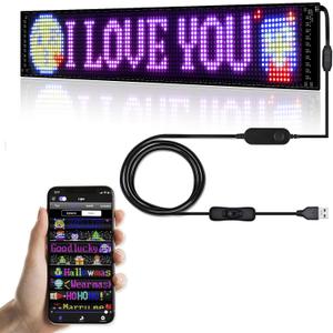 Programmable LED Sign for Business,Flexible Digital Sign,Scrolling LED Sign,Bluetooth APP,DIY Design Animations,Text, Graffiti,Colour (23''x5'')