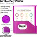 Dunwell Colored Plastic Folders with Pockets - (12 Pack, Assorted Colors), 2-Pocket 8.5x11 Folders for School and Office, Heavy Duty Long Lasting Poly, Includes Labels