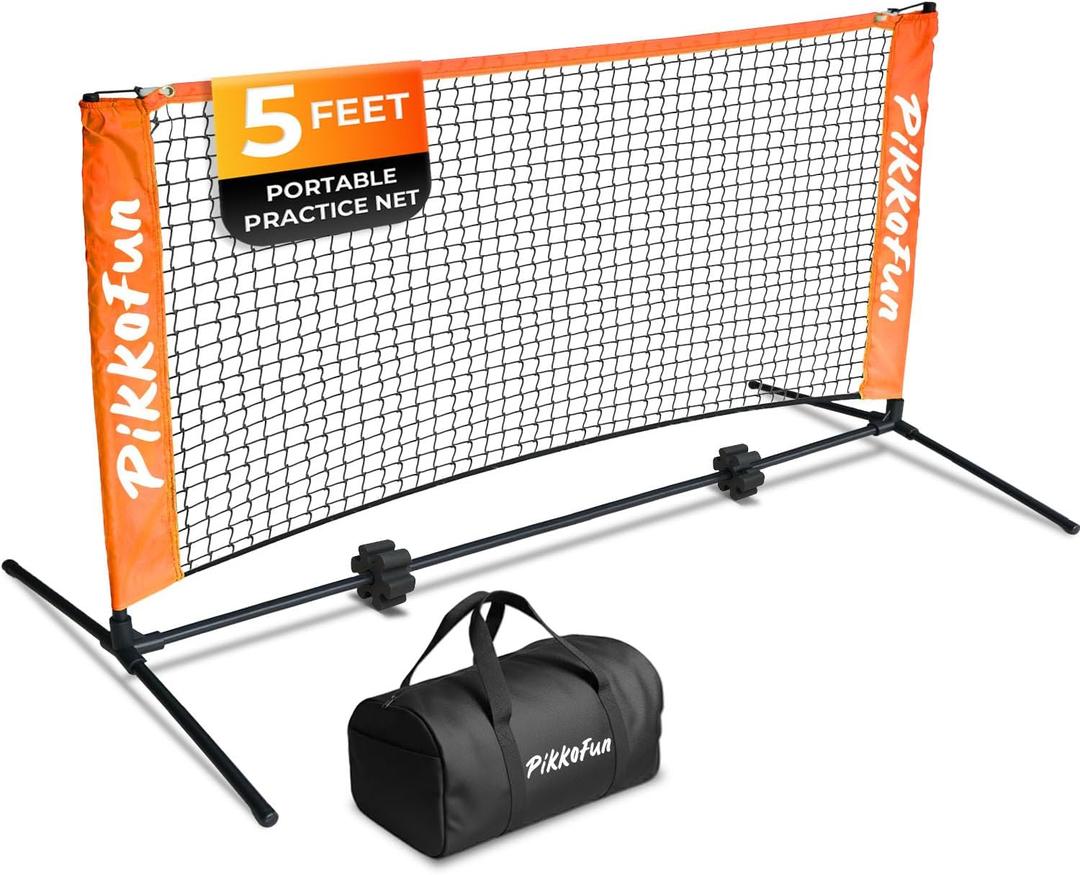 Mini Pickleball Net 5 ft - Pickleball Dink Net for Training for Indoor and Outdoor, Regulation Height 3 ft., Quick Set Up Design, Lightweight and Durable (Orange)