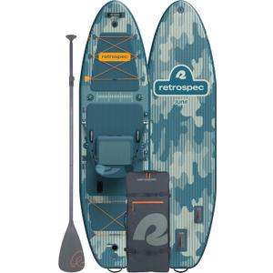 Retrospec June Inflatable Fishing Paddle Board 11’6” with Removable Seat – Puncture-Resistant Paddle Board for Fishing with Rod Holders, Non-Slip Deck Pad & Accessories, River Rock 