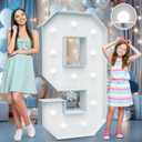 4FT Marquee Light Up Numbers - Cool White Light Up Numbers 9 with Fixed Water Bag, Party Decoration Large Marquee Light Up Numbers can Be Used for Wedding Decoration, Birthday Party Decoration
