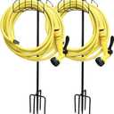 2Pack New Garden Hose Holder with Upgrade 5 Prongs Base Freestanding Holds 150FT Hose Heavy Duty Water Hose Stand Sturdy Detachable Hose Stand Black(Excluding Hoses)