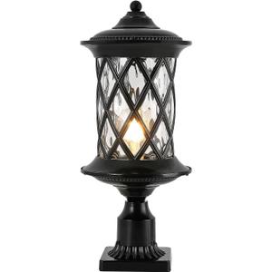 NLIEOPDA Industrial Exterior Lamp Post Lighting Fixture Waterproof Post Light Outdoor with 3-Inch Pier Mount Base, Water Glass Lampshade 60W E26 Retro Outdoor Pillar Light for Yard, Porch, Patio