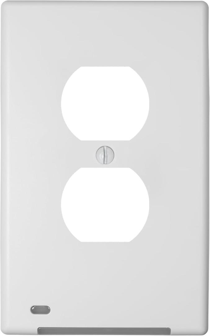 AMERELLE Universal LumiCover Wallplate with Built-In Night Light, Standard Duplex, White - Easy DIY Installation, Convenient Low-Profile Design
