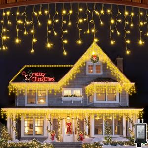 82FT LED Christmas Lights Outdoor with 176 Drops, Christmas Decorations Hanging Lights 616 LED 8 Modes, Outsite Fairy String Lights for Wedding Party Holiday Winter Wonderland Decorations Warm White