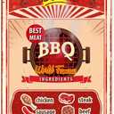 BBQ TIME Best Meat BBQ Ingredients Chicken Steak Sausage Beef, Vintage Tin Metal Sign Outdoor Retro - Funny Distressed Grilling Sign for Home Decorating, Great Gift Idea, 8 x 12 Inch