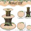 Zopeal Woodland Cupcake Stand Wooden Cupcake Stand Decoration Western Cake Holder Green Leaf Camping Cake Holder for Woodland Theme Wedding Baby Shower Forest Safari Birthday Party Supplies Decoration