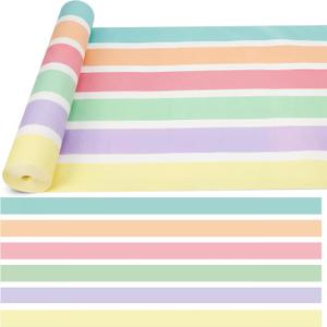 Bulletin Board Paper Roll 24" x60 ft Stripes Non Woven, Macaron, 24" x 3.9"