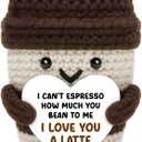 Gifts for Her Him Women Men Coffee Lover Gift Anniversary Birthday Easter Basket Gifts for Wife Husband Boyfriend Girlfriend Couple Crochet Coffee Mug Decor I Love You Her Mom Mothers Day Fathers Day