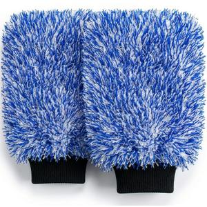 TAKAVU New Car Wash Mitt, 2 Pack Premium Cyclone Microfiber Washing Gloves, Holds Tons of Sudsy Water for Effective Washing, Machine Washable, Lint Free, Scratch Free (Blue)