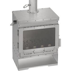 Titanium Secondary Burning Fireplace VistaV Smokeless Wood Stove Glass Window Portable Firewood Heater Tent Cooking BBQ Campfire Outdoor Camping Warmer, 43x27x37