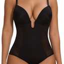 SHAPERIN Women's Low Back Shapewear Tummy Control Plunge Deep V Neck Backless Body Shaper Thong Bridal Bodysuit Bra Fajas