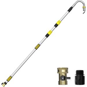 LAANPOLE Gutter Cleaning Tools from The Ground, 24FT Reach Rain Cleaner with Bendable Wand and Quick Connect Adapter for Garden Hose