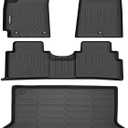 GINOWY- Floor Mats & Upper Cargo Liner for Kia Soul 2025 2024 2023 2022 2021 2020 (Excludes GT Models), TPE All Weather Car Mats Custom for Kia Soul Accessories