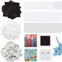 Wavwavw 150 Sets 50mm/1.97 Inch Square Button Maker Supplies, 75 Pcs Blank Fridge Magnet Badge Parts and 75 Pcs Pin-Back Badge Parts Press for Square Button Maker Machine, DIY Gift Crafts