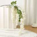 4pcs 47.2-inch Artificial Fake Wisteria Hanging Flower Garland Silk Flower String Home Party Decoration White Blue Pink Purple (White)