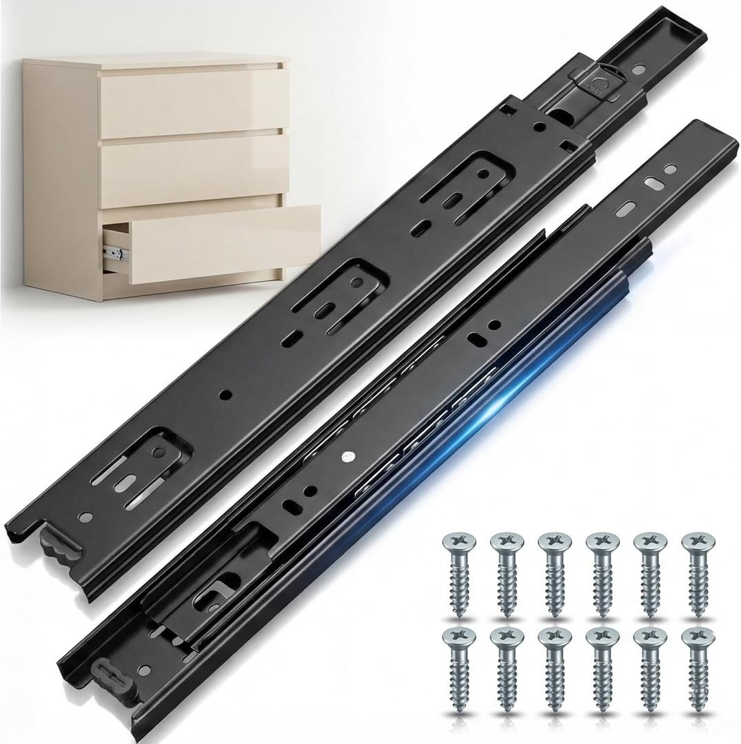 16 Inch Drawer Slides 4 Pairs (8pcs) Side Mount Rails - Heavy Duty Full Extension Ball Bearing  Drawer Slide Glides for Cabinet Kitchen, Dresser Runners - Draw Slides Sliders 100Lb Capacity