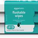Amazon Basics Adult Wet Wipes Flushable formulated without Fragrance, 126 Count (3 Packs of 42), Pack Of 4