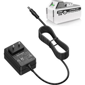 24VCHRG-QC Quick Charger for Snow Joe iBAT24 and 24VBAT Series Battery Compatible with All Lithium iON Battery Models 24VBAT, 24VBAT-LT, 24VBAT-LTE, 24VBAT-XR Replacement Power Supply Charging Cord