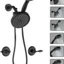 LIWEIKE Matte Black 2 Handle Shower Faucet, Two Handles Shower Faucet Set with Hand Shower Wall Mount Shower Faucet Set 2 Knobs with Rough-in Valve