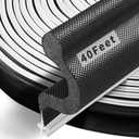 40 Feet Long Reach Door Weather Stripping Door Seal Strip, New Upgraded V-Shaped Replacement Kerf Weather Stripping for Door Frame Door Insulation, Easy Cut to Size(Black)