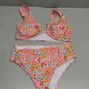 MakeMeChic Women's High Waisted Bikini Sets Floral Swimsuit Bathing Suit Swimwear (Large, Multicolor)