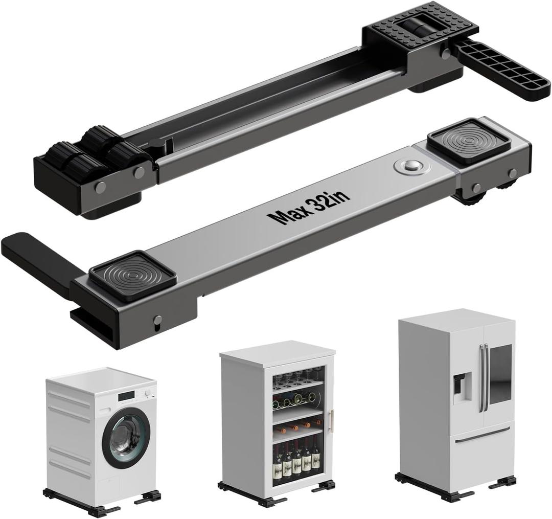 Appliance Rollers Heavy Duty,Newest Extendable Appliance Sliders,Liftable Washing Machine Base,Easily Move Washer and Dryer Machines,Refrigerators,Furniture-Grey