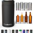 Frost Buddy Universal Can Cooler - Fits All - For Regular 12 & 16 oz or Slim-Size Bottles - Insulated Double-Walled Stainless Steel (MatteBlack)